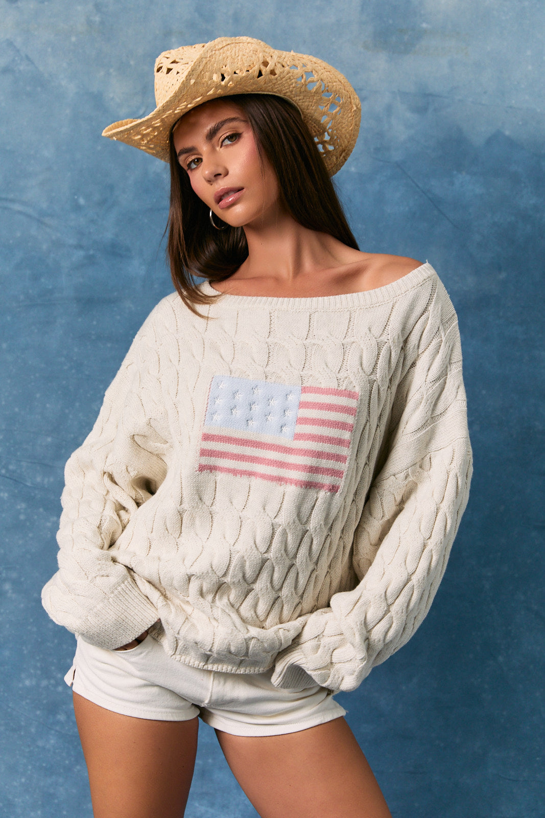 Americana Cable Knit Sweater