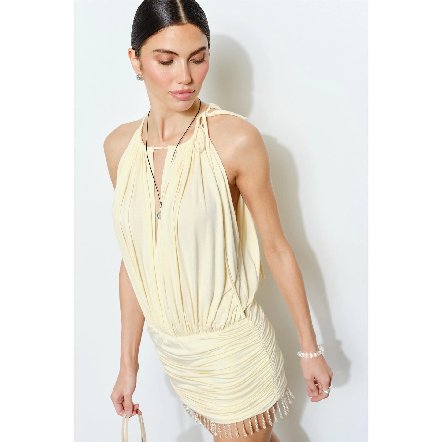 Genevieve Halter Crystal Fringe Mini Dress