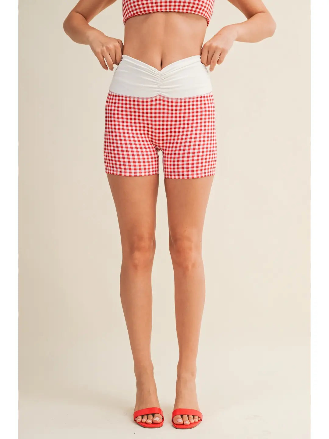Dorothy Active Shorts - RED GINGHAM