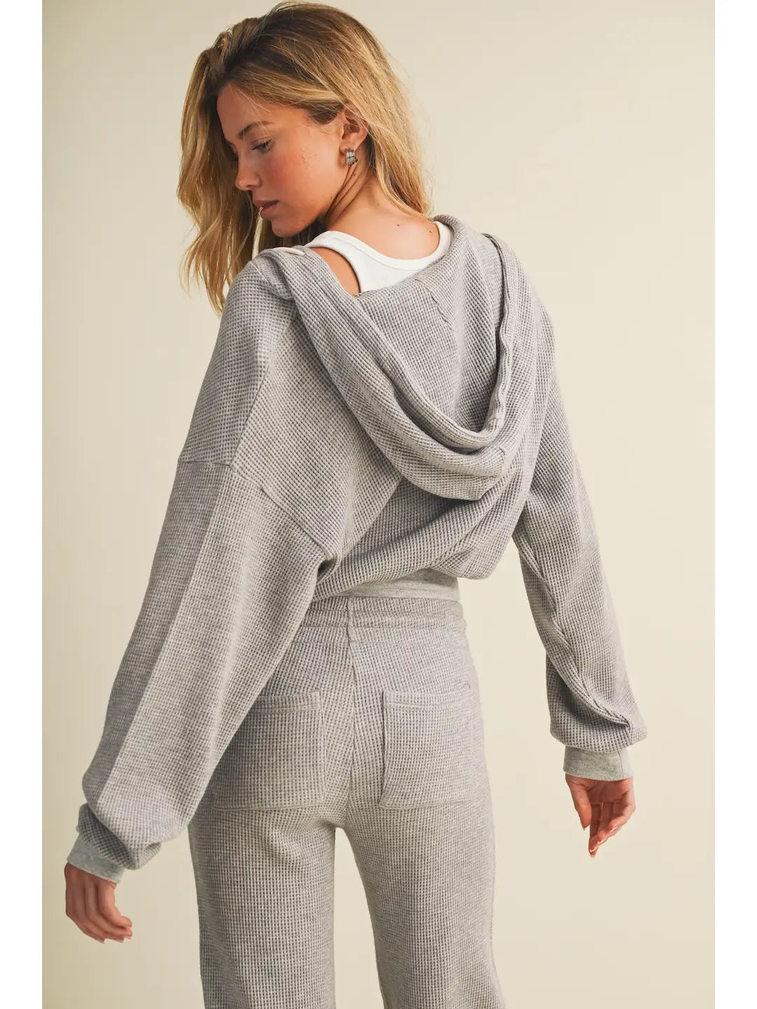 Grey Cloud Waffle Zip