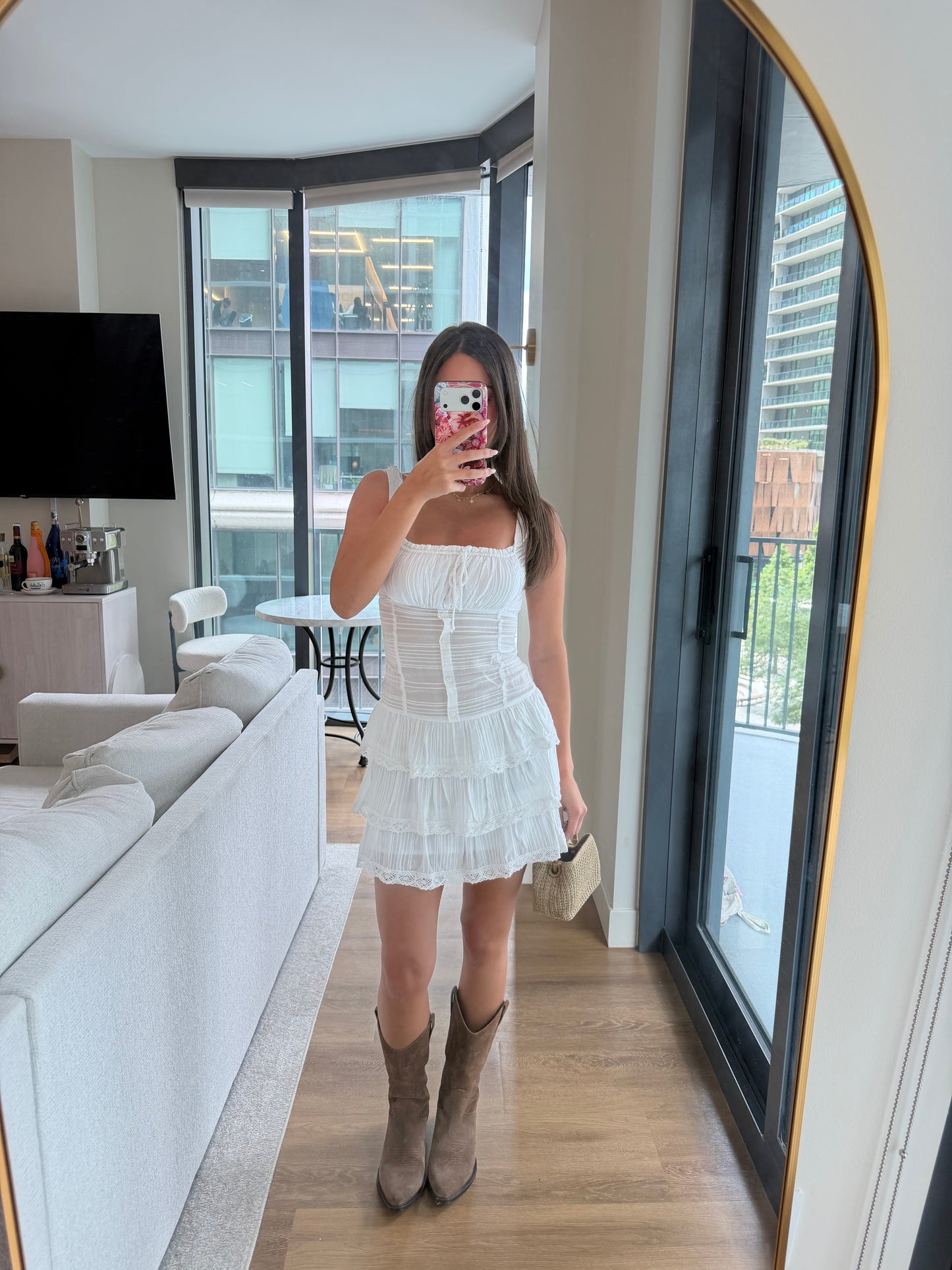 Khloe Tiered Ruffle Dress - White