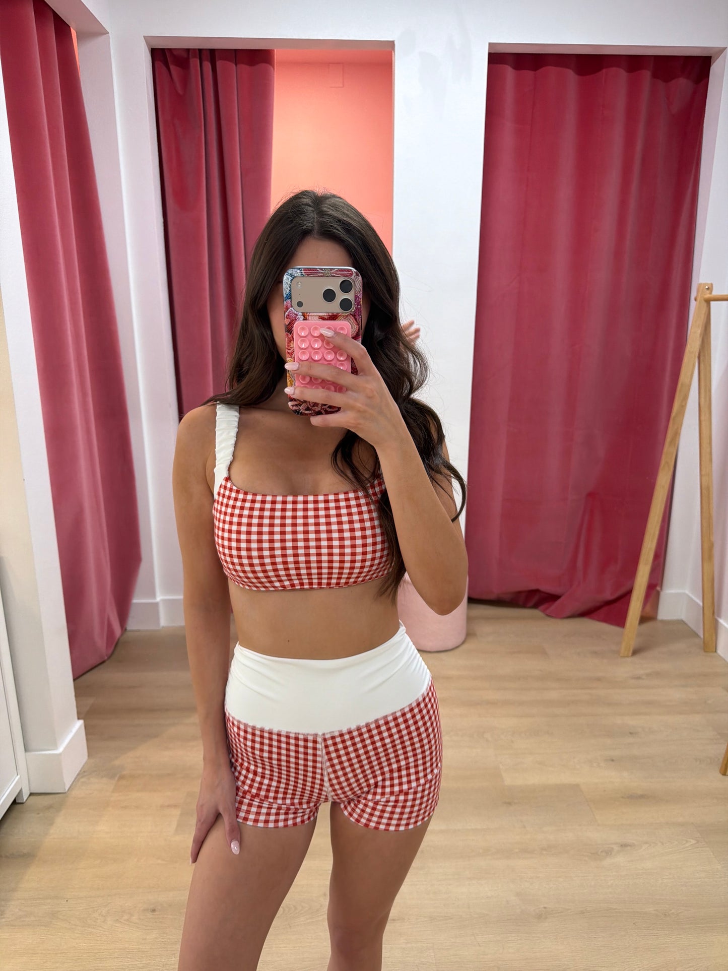 Dorothy Active Shorts - RED GINGHAM