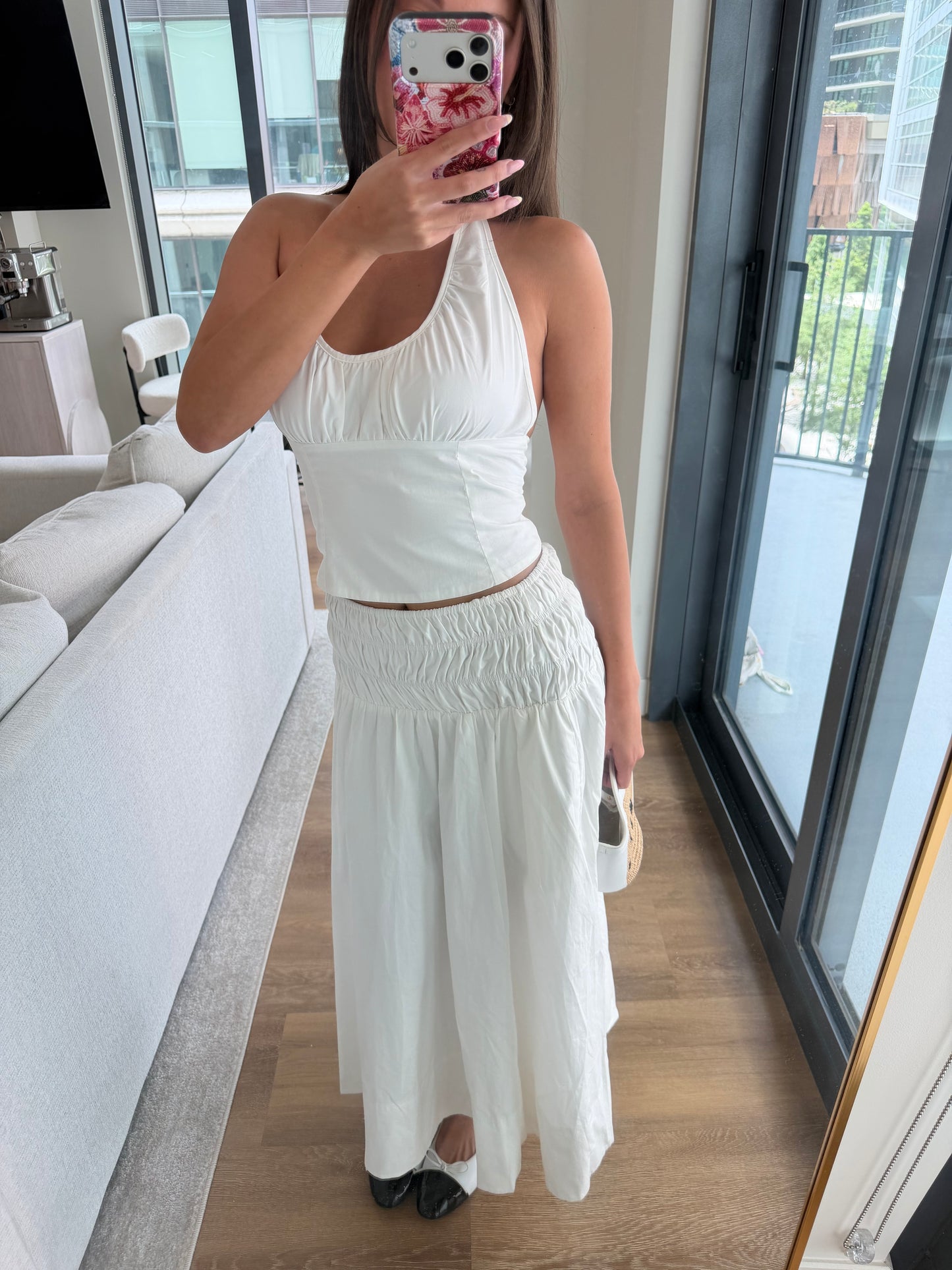 June Maxi Poplin Skirt - Pearl White