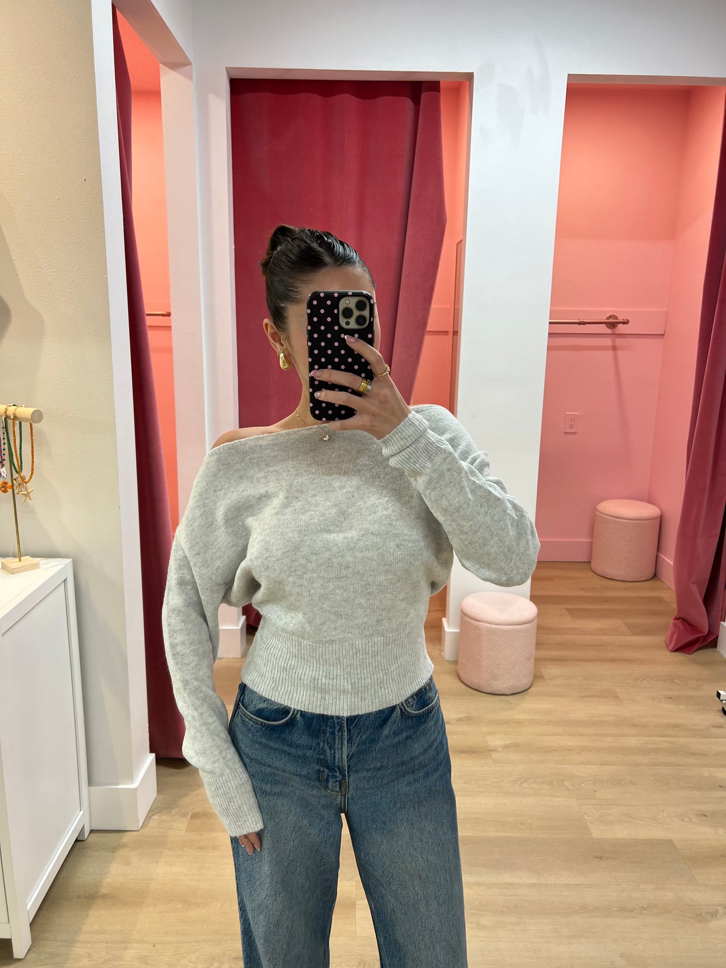 Chiara Off Shoulder Knit Sweater Top