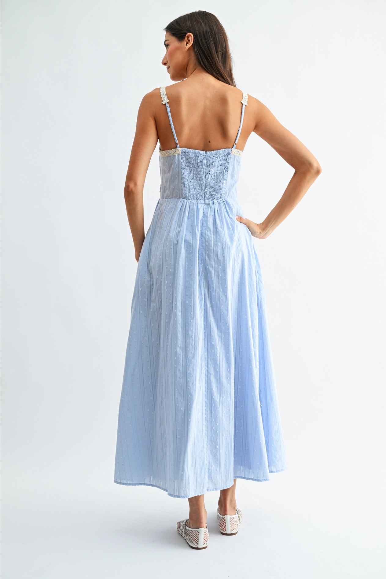 Jolie Lace Trim Maxi Sundress - Blue