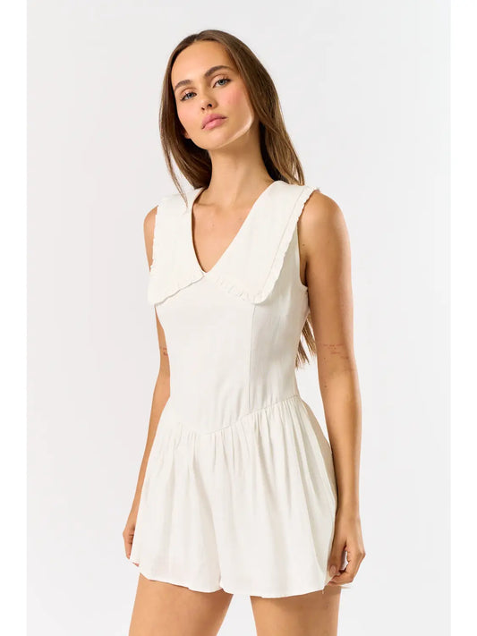 Alanna Collar Linen Romper