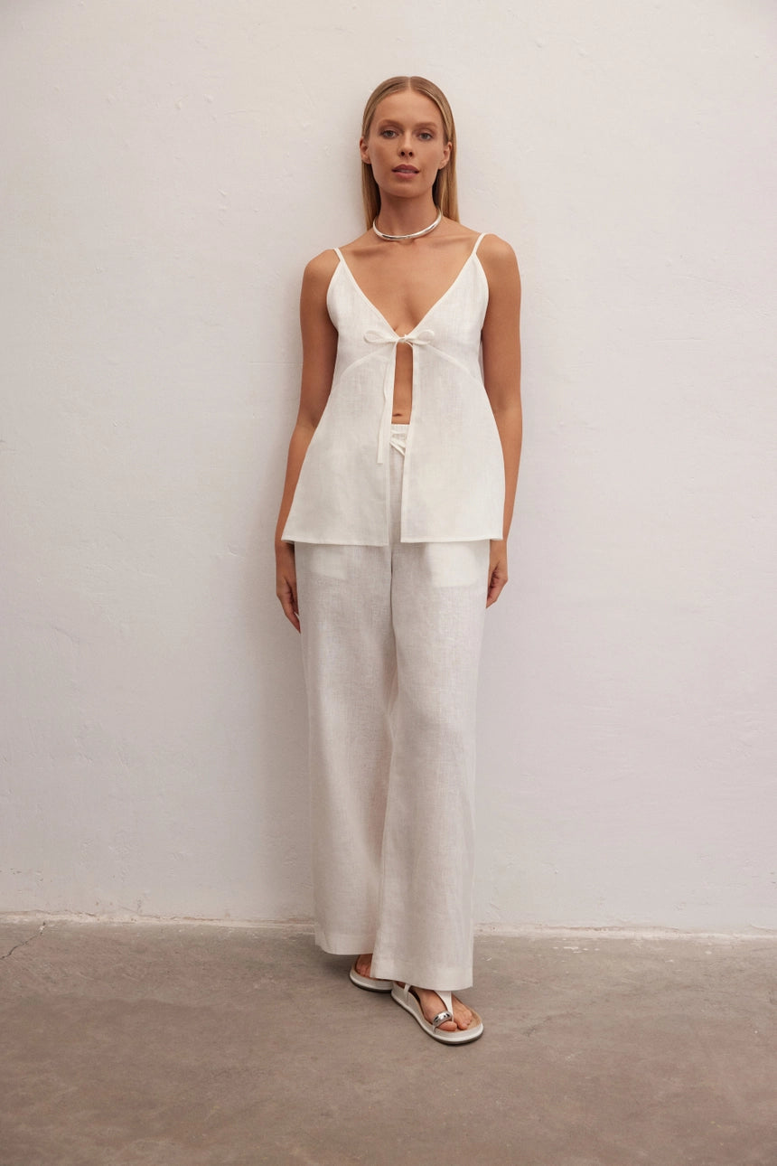 Noreen Linen Tie Front Top