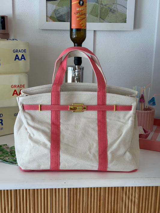Beach Birkin - Pink / Canvas Tote