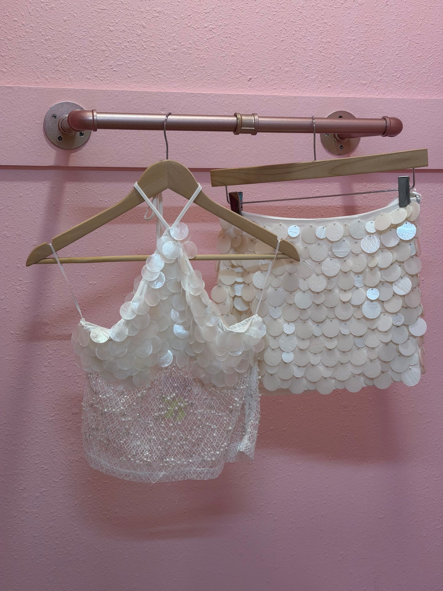 Portofino Pearl Sequin Mini Skirt - Whit