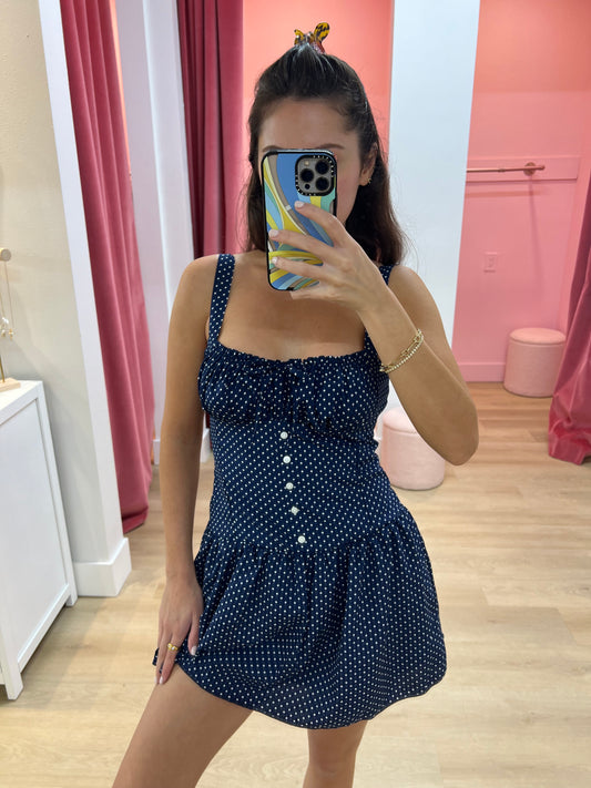 Rosanna Polka Dot Dress - Navy