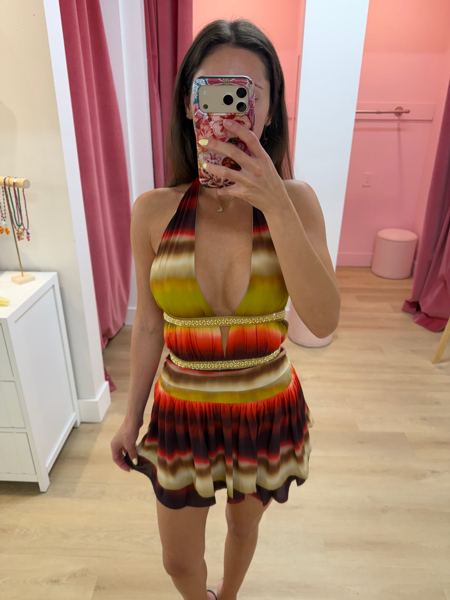 Martina Halter Plunge Mini Dress - ANABELL RED
