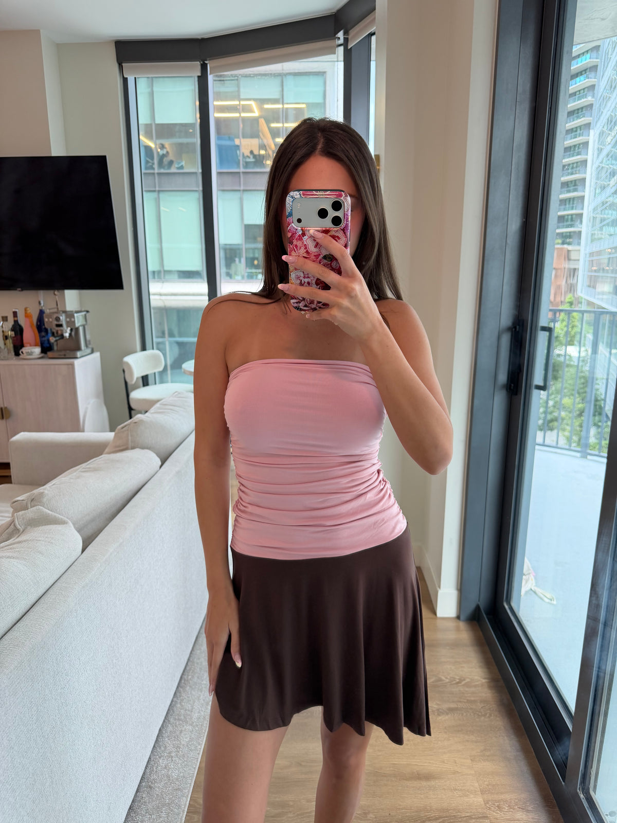 Carmen Dress - Blush/Chocolate