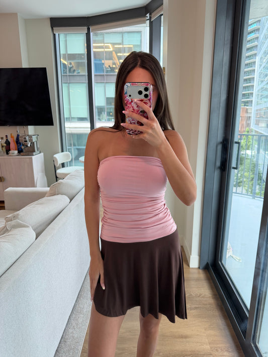 Carmen Dress - Blush/Chocolate