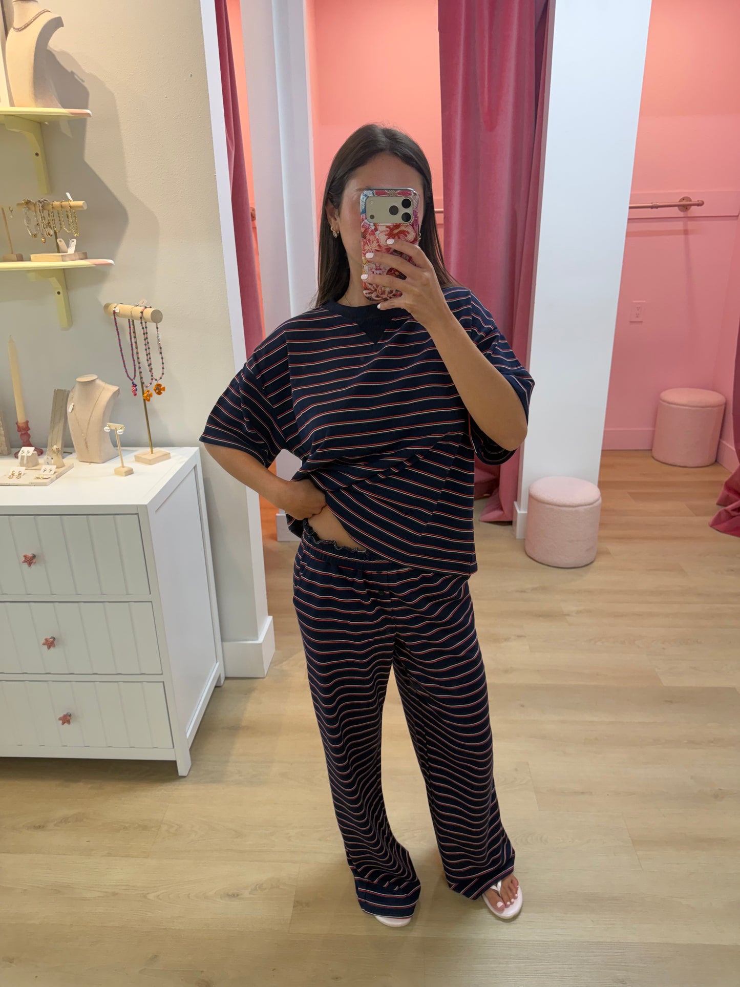 Everleigh Pants - Coastal Navy Stripe