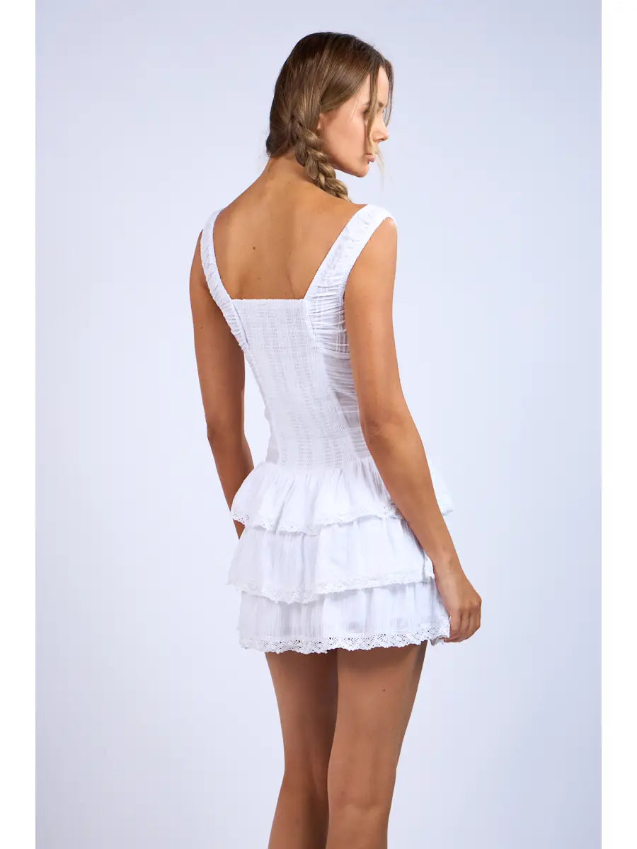 Khloe Tiered Ruffle Dress - White