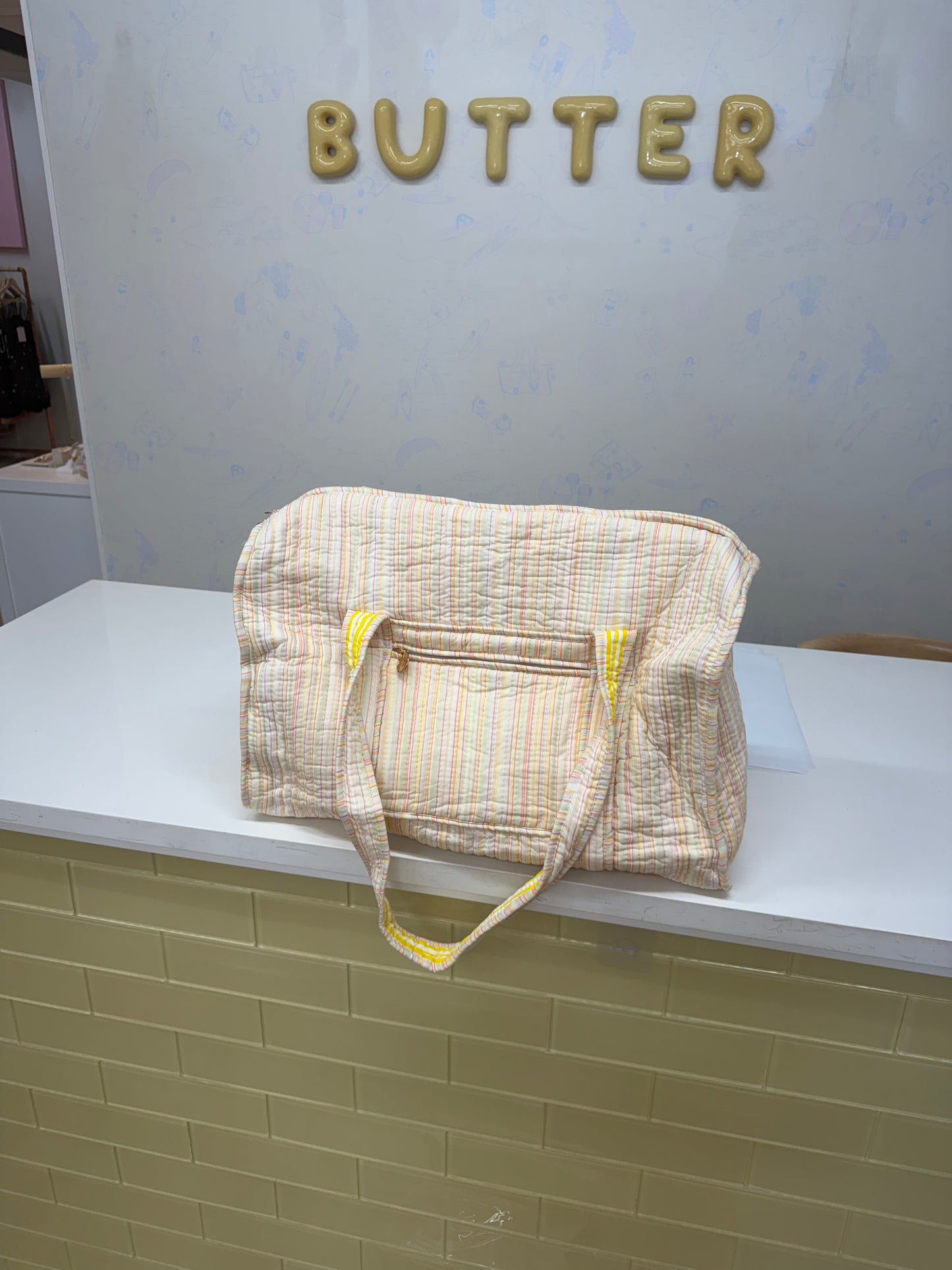 Quilted Tote Duffel Bag - Pool Party Stripes