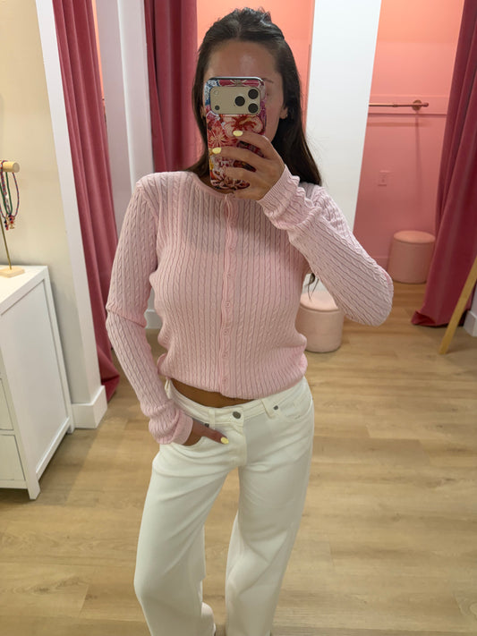 Piggy Knit Cardigan Sweater