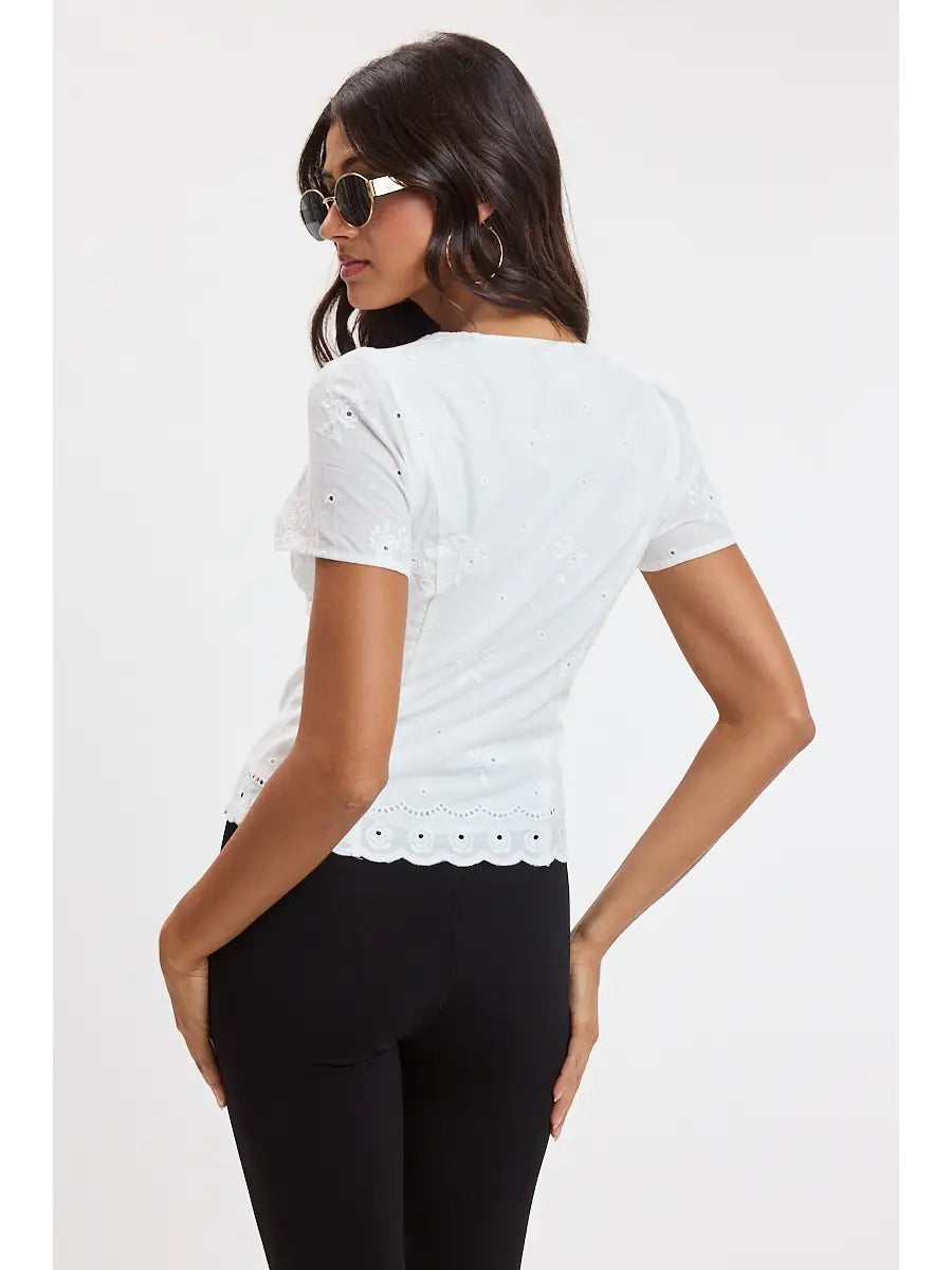 Jeanie Eyelet Lace Blouse - white