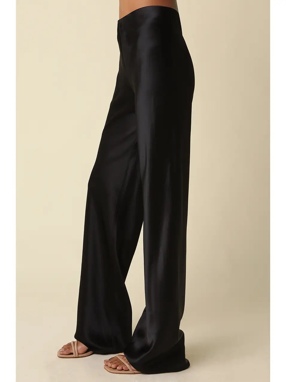 Joey Satin Pants - BLACK