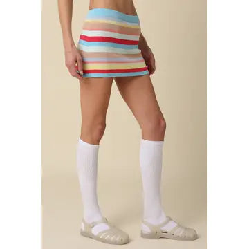 Juno Knit Mini Skirt - aqua stripe