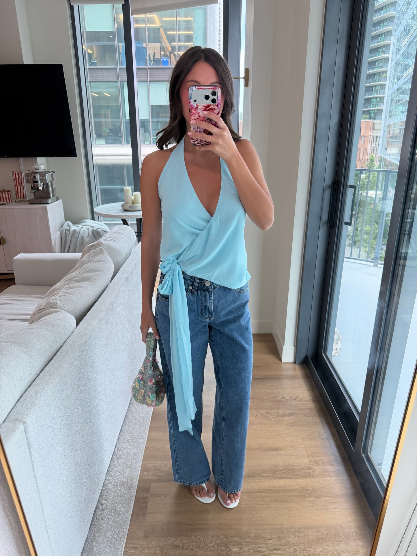 Arlow Wrap Top - AQUA MIST