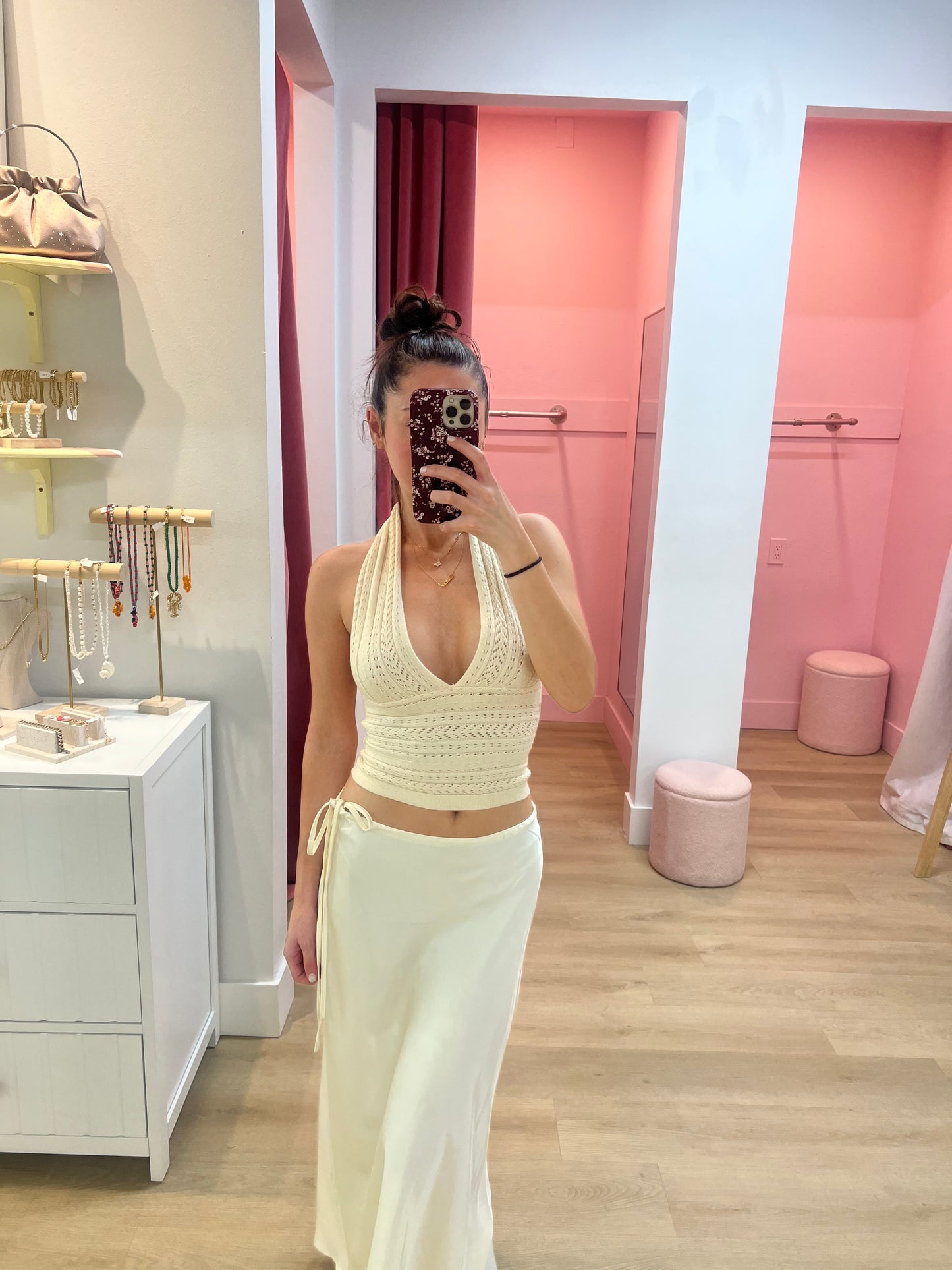 Lucia Cable Knit Halter Top - IVORY