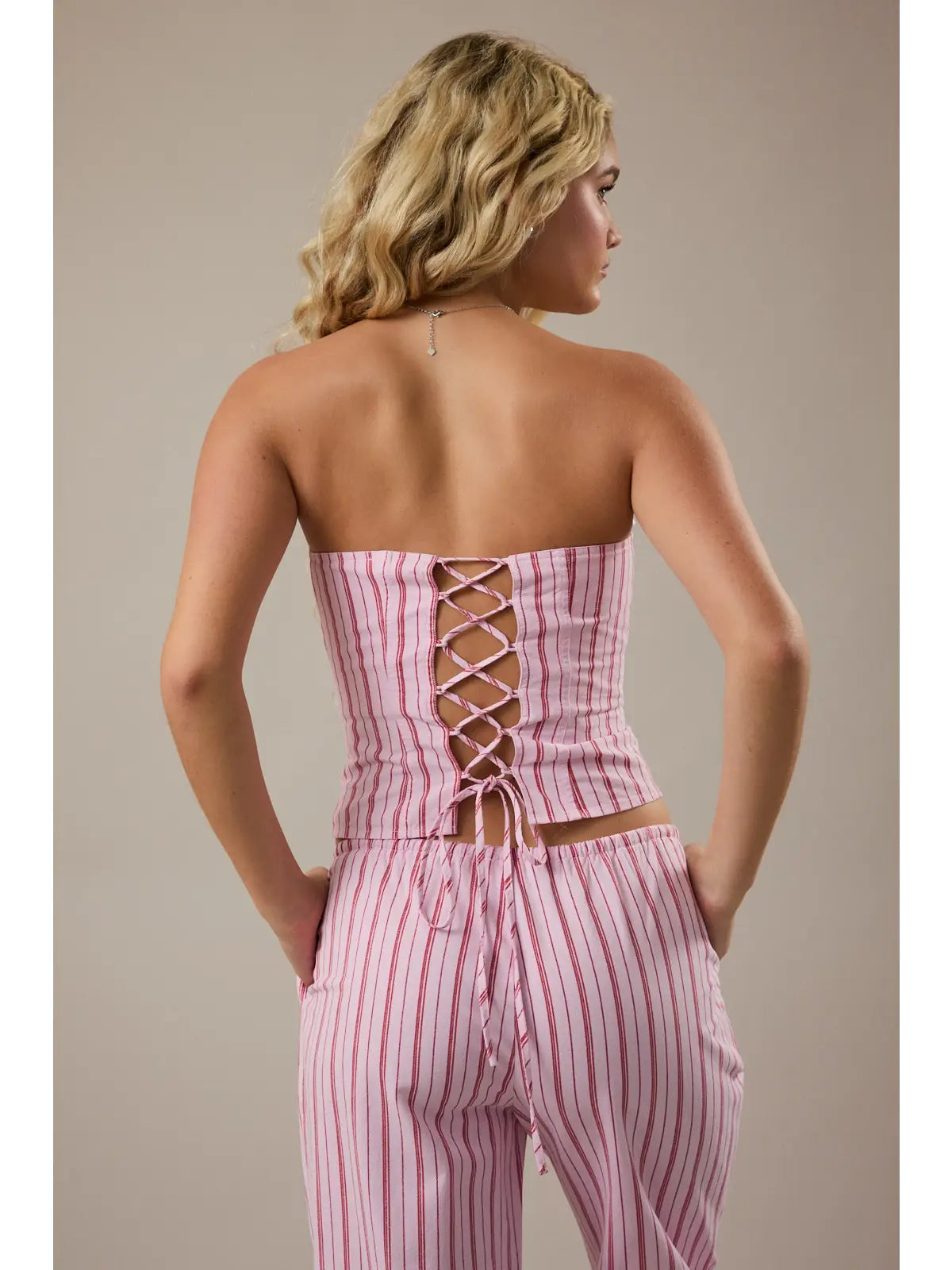 Lottie Tube Top - Stripe Peony