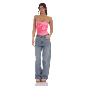 High Rise Wide Leg Jeans in Faded Denim
