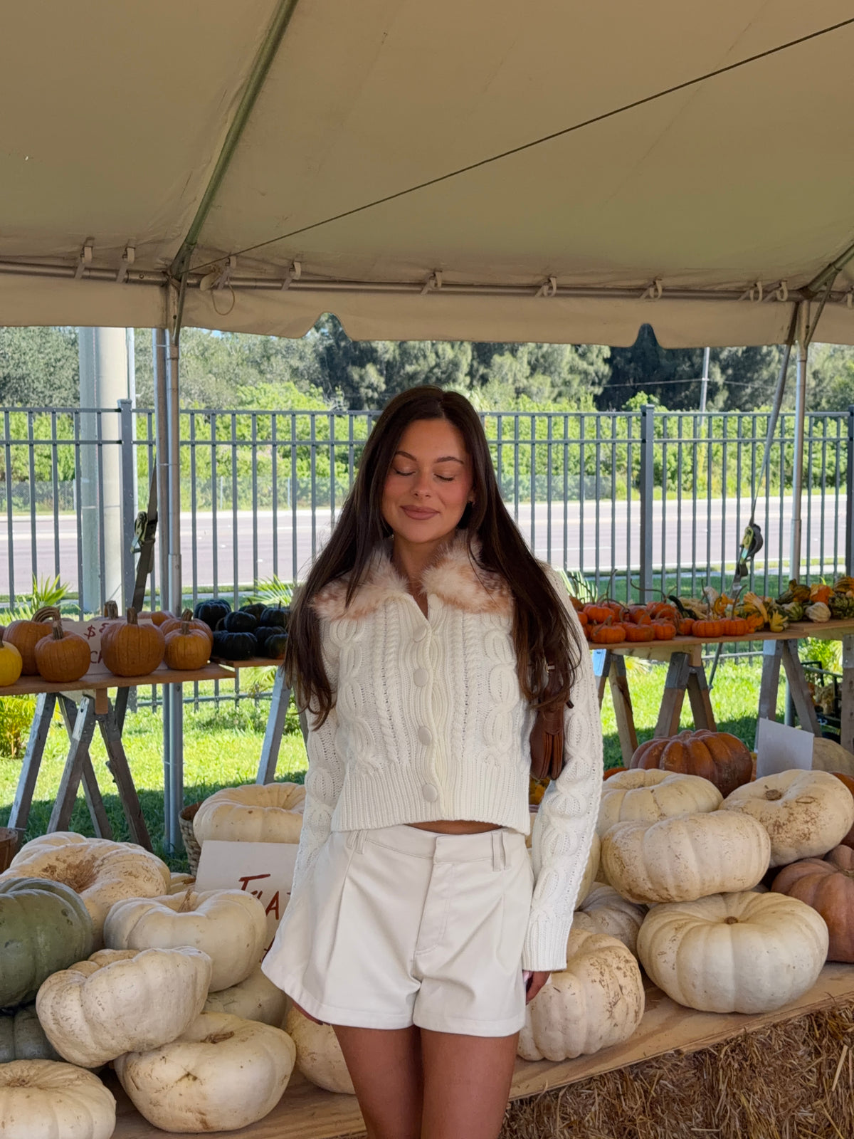 Angelina Fur Cardigan - Ivory