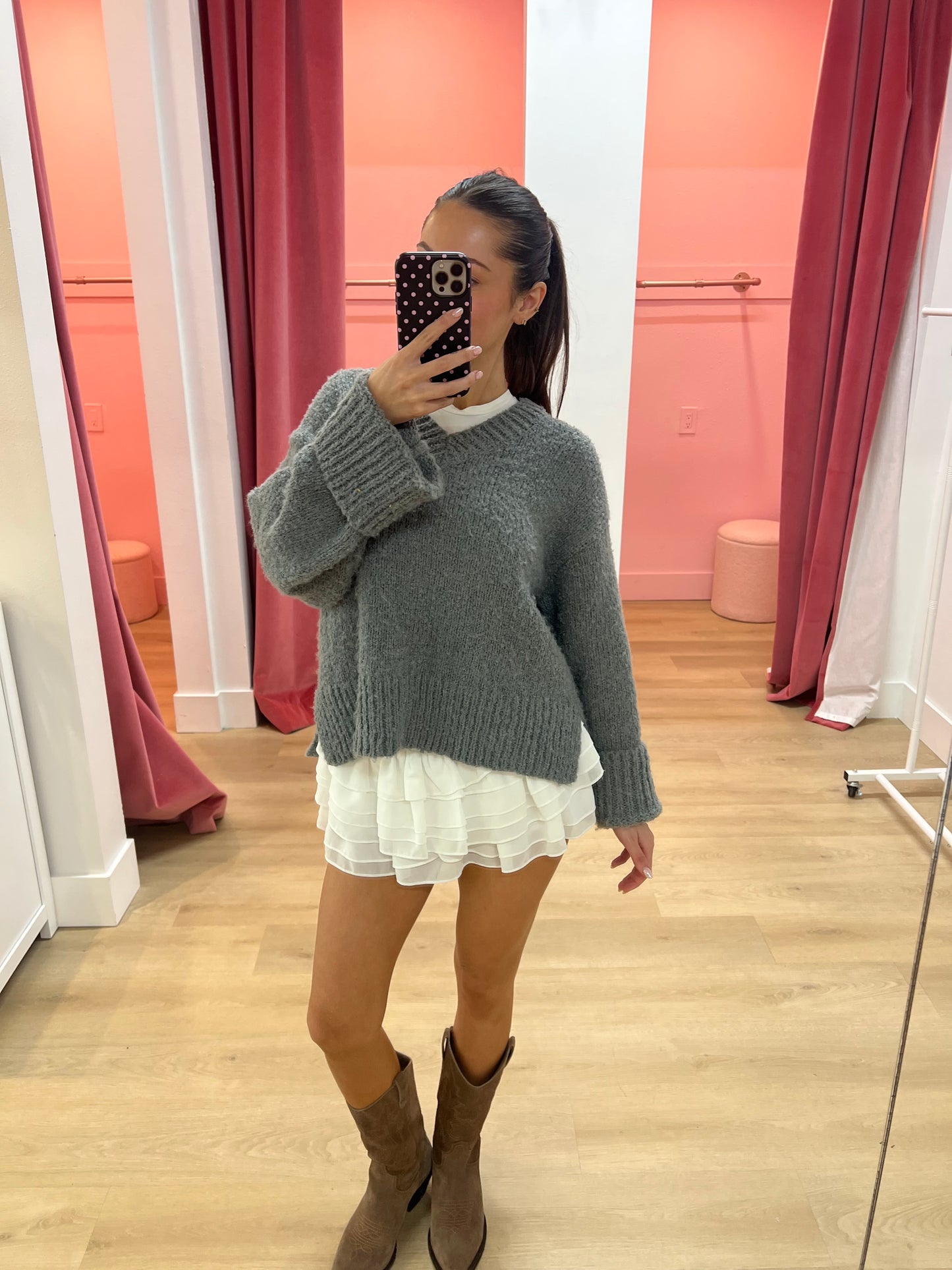 Nina Layered Sheer Ruffle Mini Skort - white