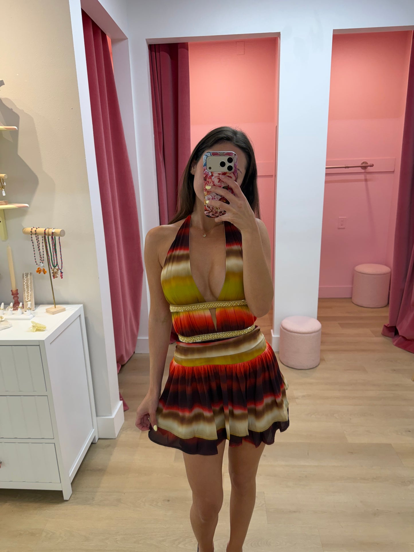 Martina Halter Plunge Mini Dress - ANABELL RED