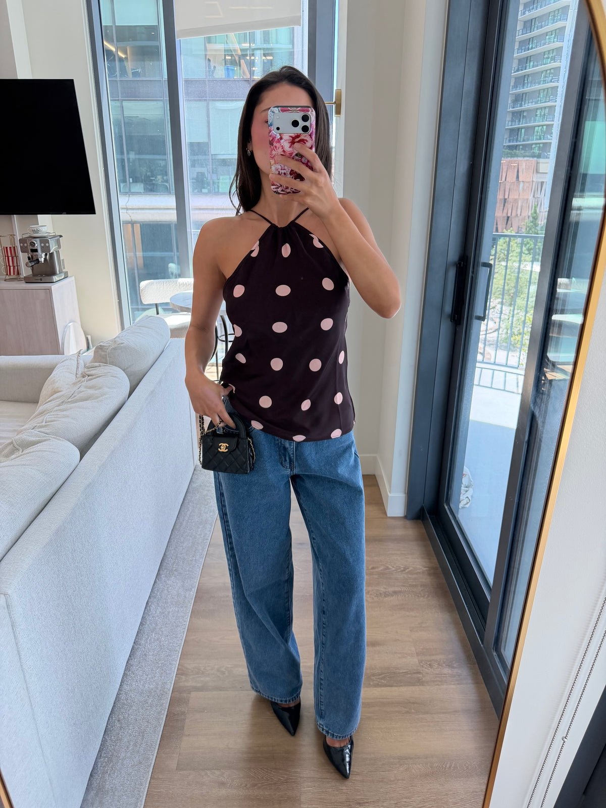 Cressida Top - wine polka