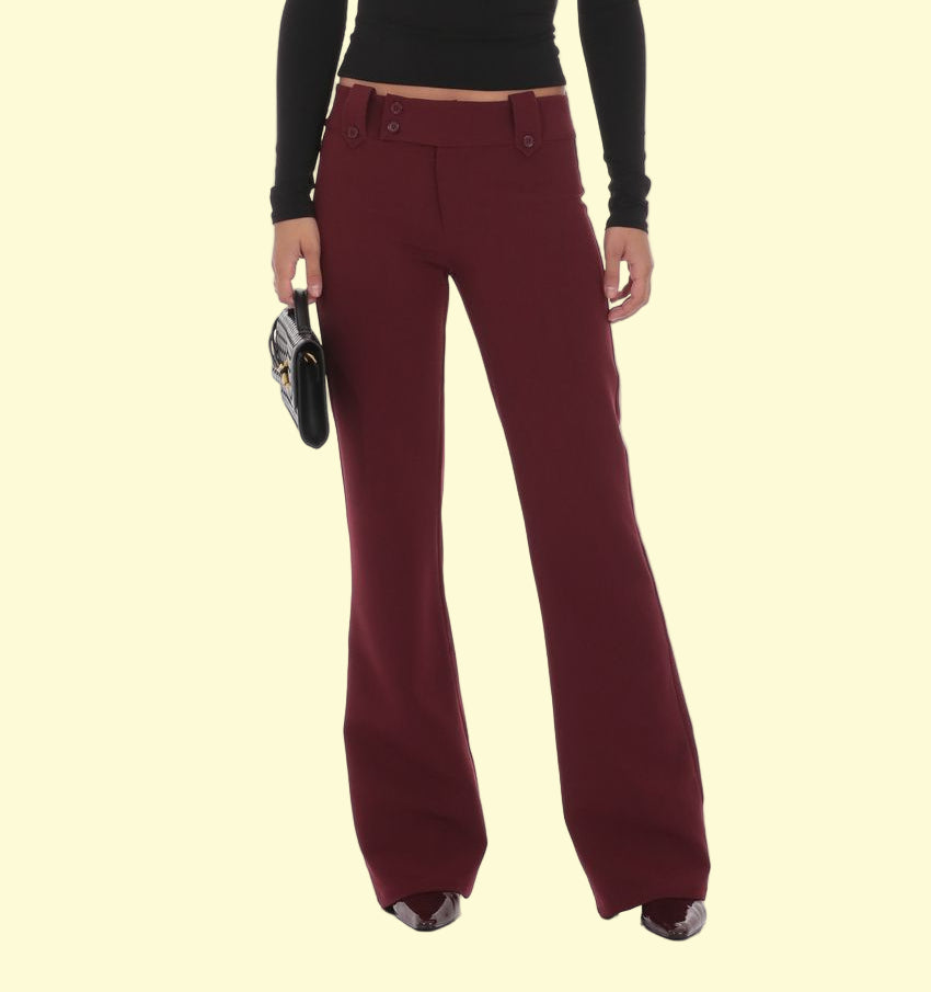 Jeany Low Rise Boot Cut Pants - Burgundy