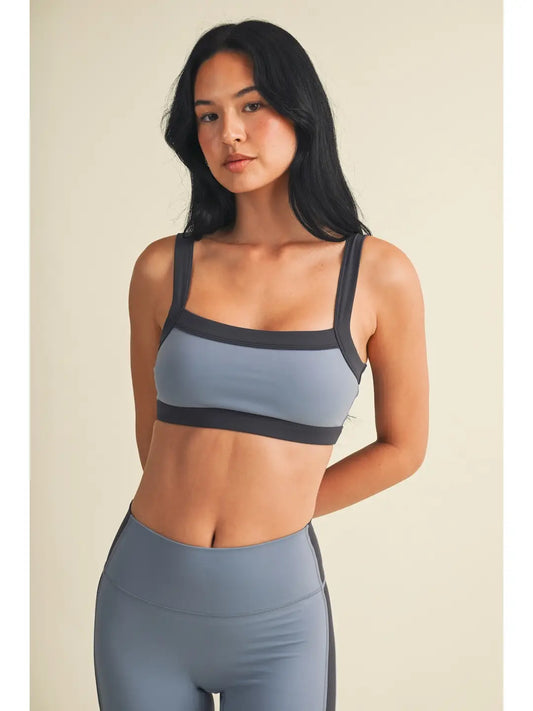 Renee Block Contrast Sports Bra - Slate