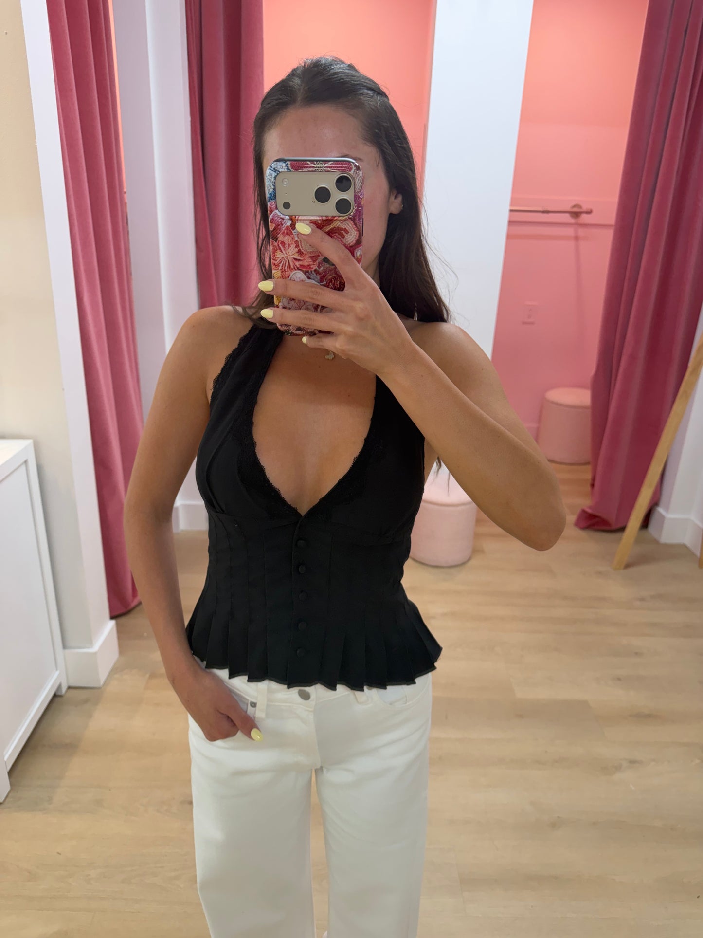 Alana Chiffon Halter Top - Black