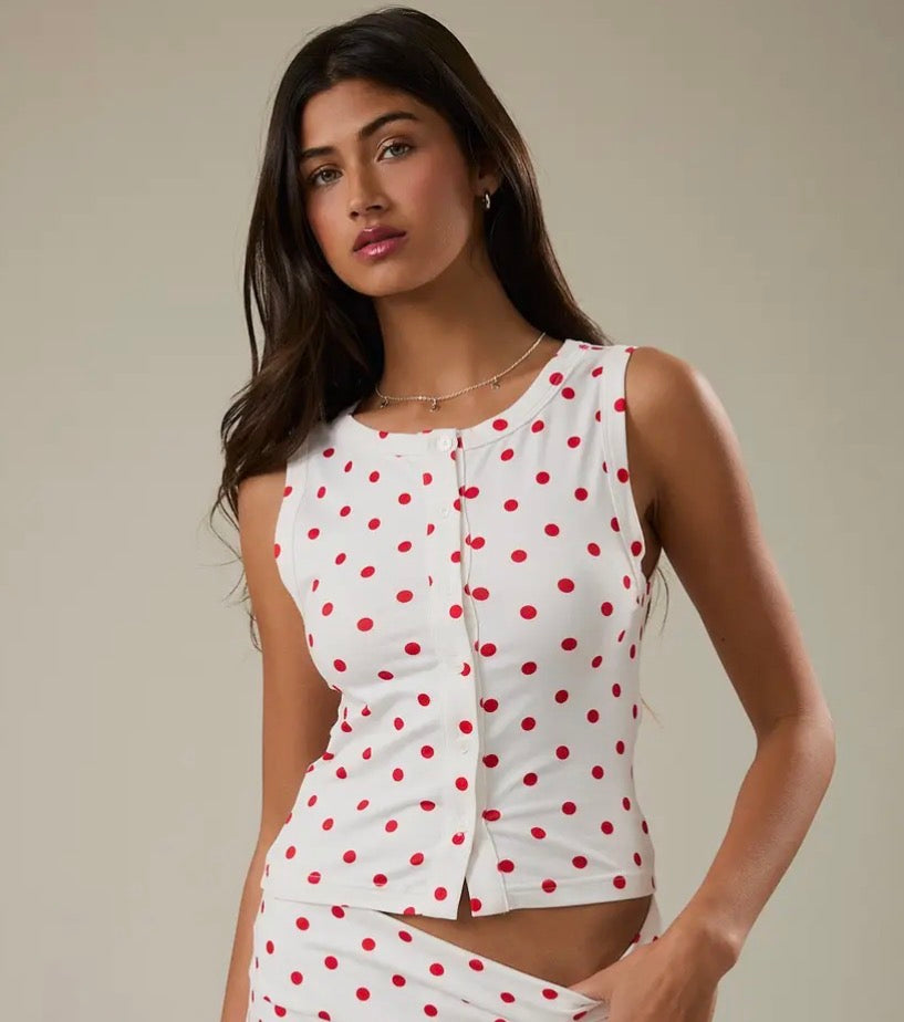 Lisa Polka Tank - RUBY