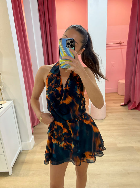 Imali Cowl Mini Dress - VALINA ORANGE