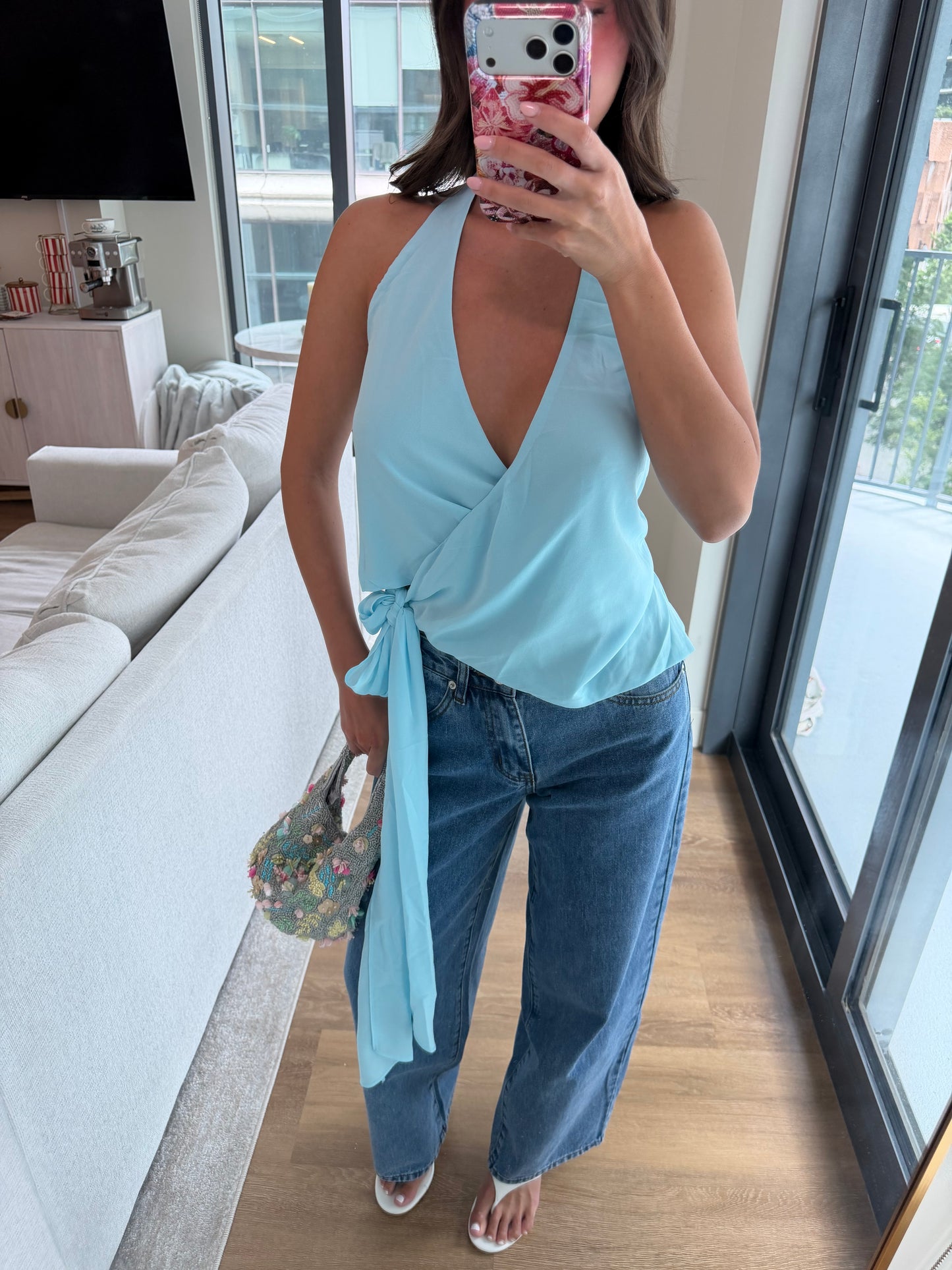 Arlow Wrap Top - AQUA MIST