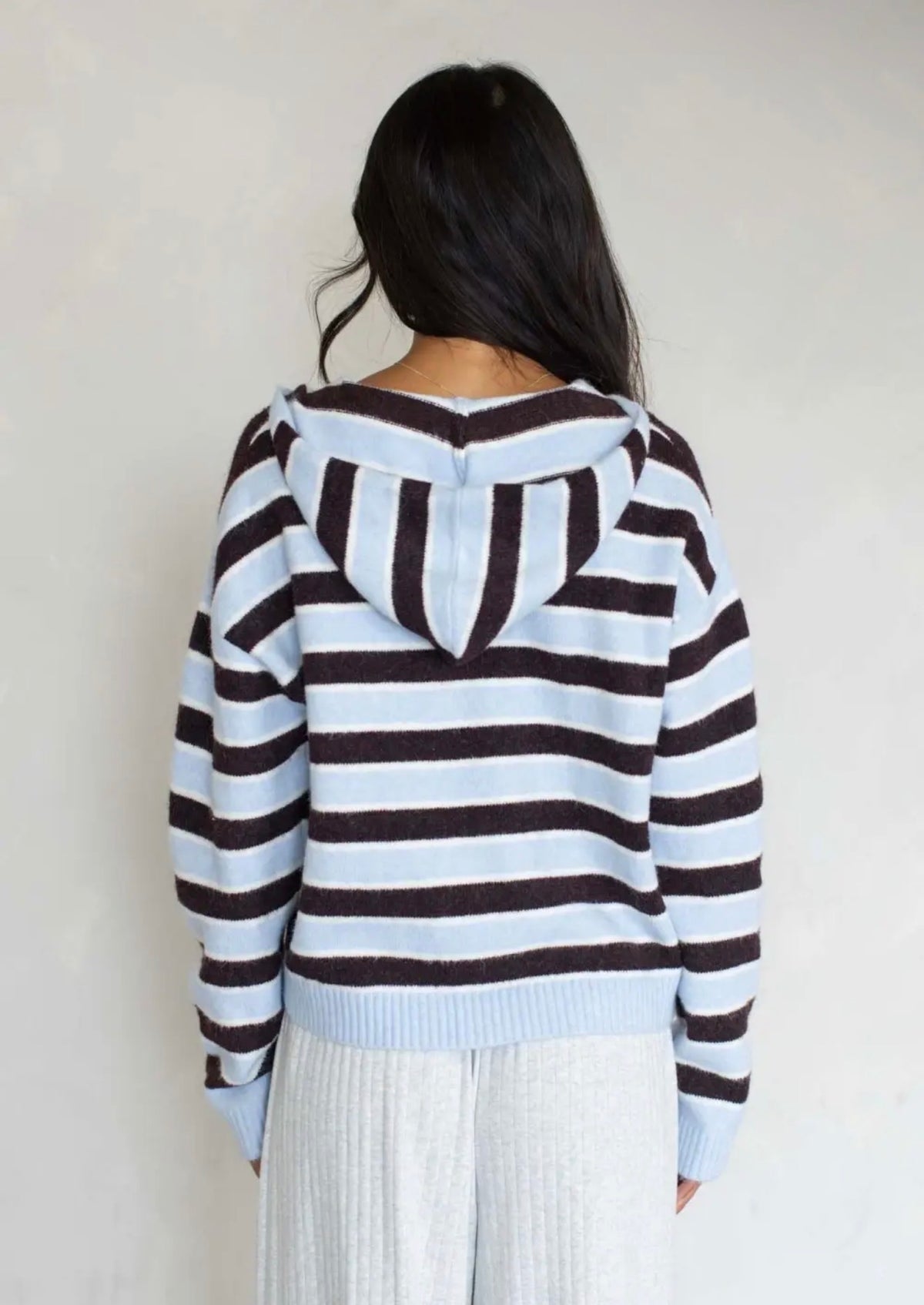 Colby Double Zip Hoodie Sweater - Blue