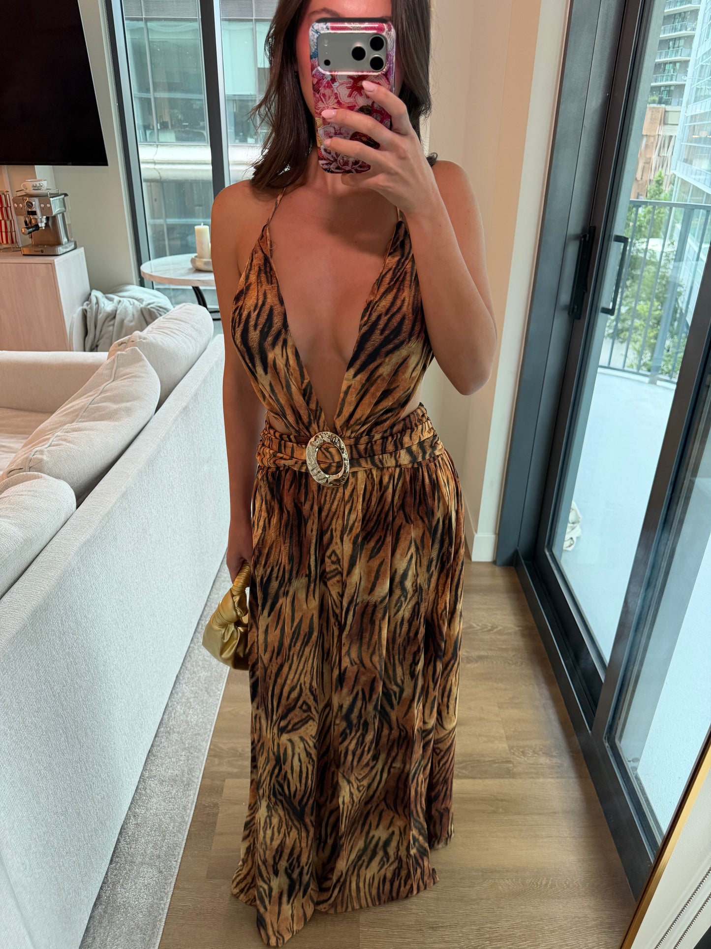 Tigress Plunge Maxi Dress