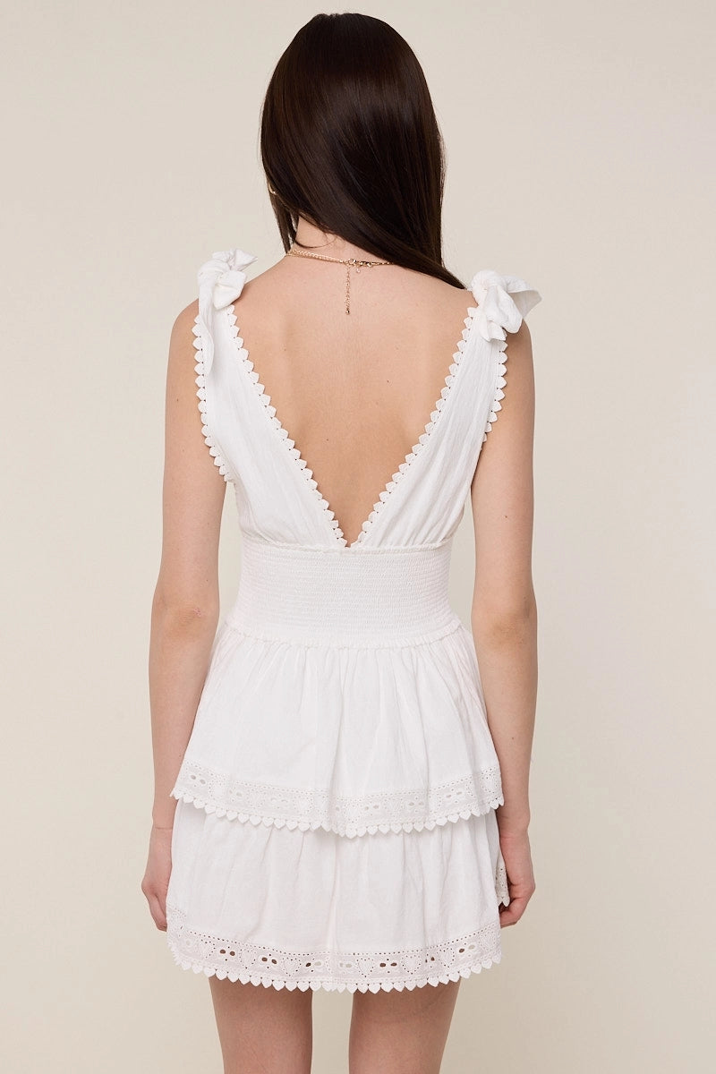 Magnolia Layered Lace Mini Dress - IVORY