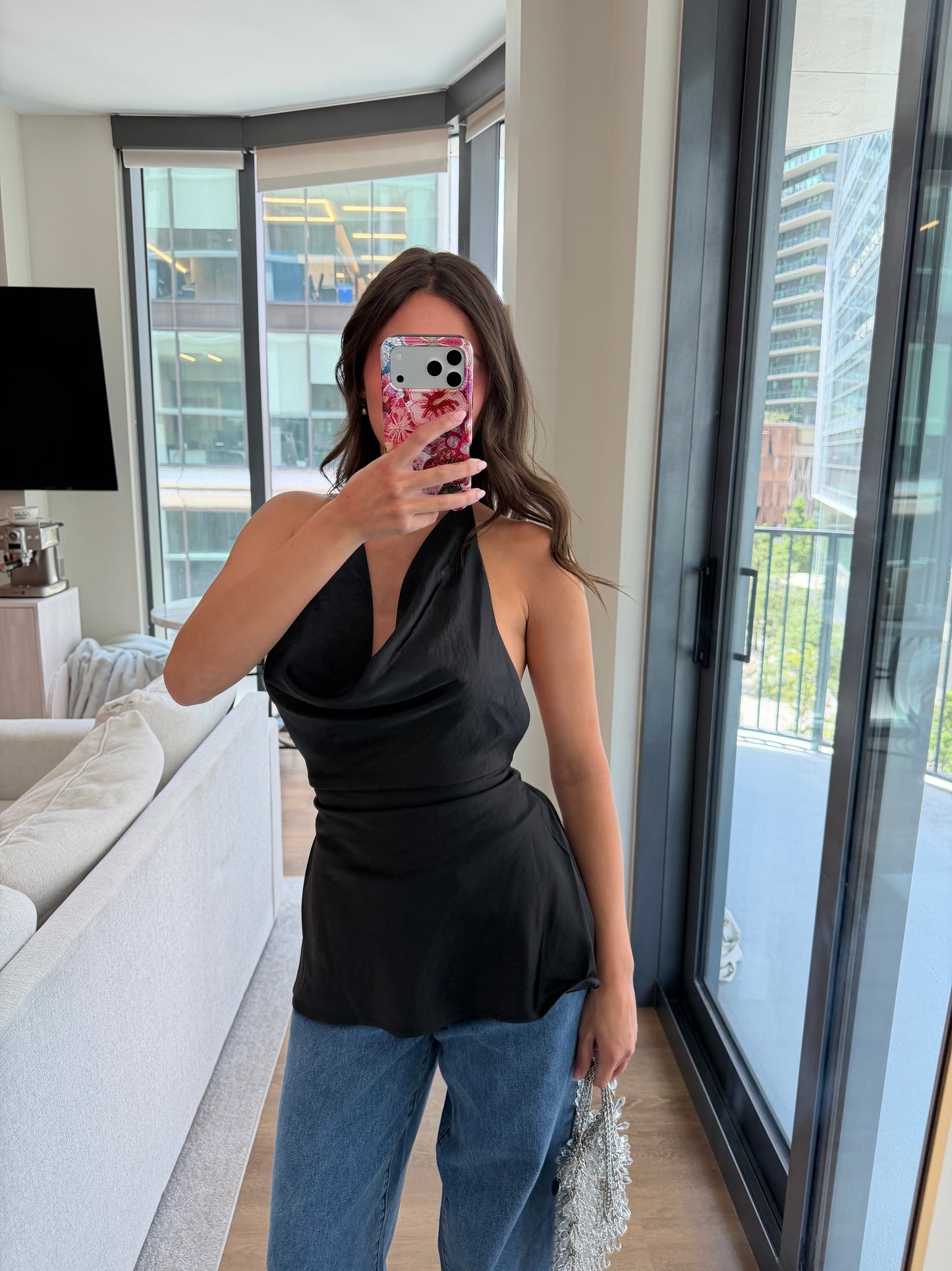 Emiliana Halter Cowl Top  - BLACK