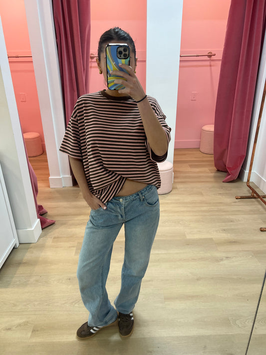 Sadie Striped T-Shirt - Chocolate Strawberry