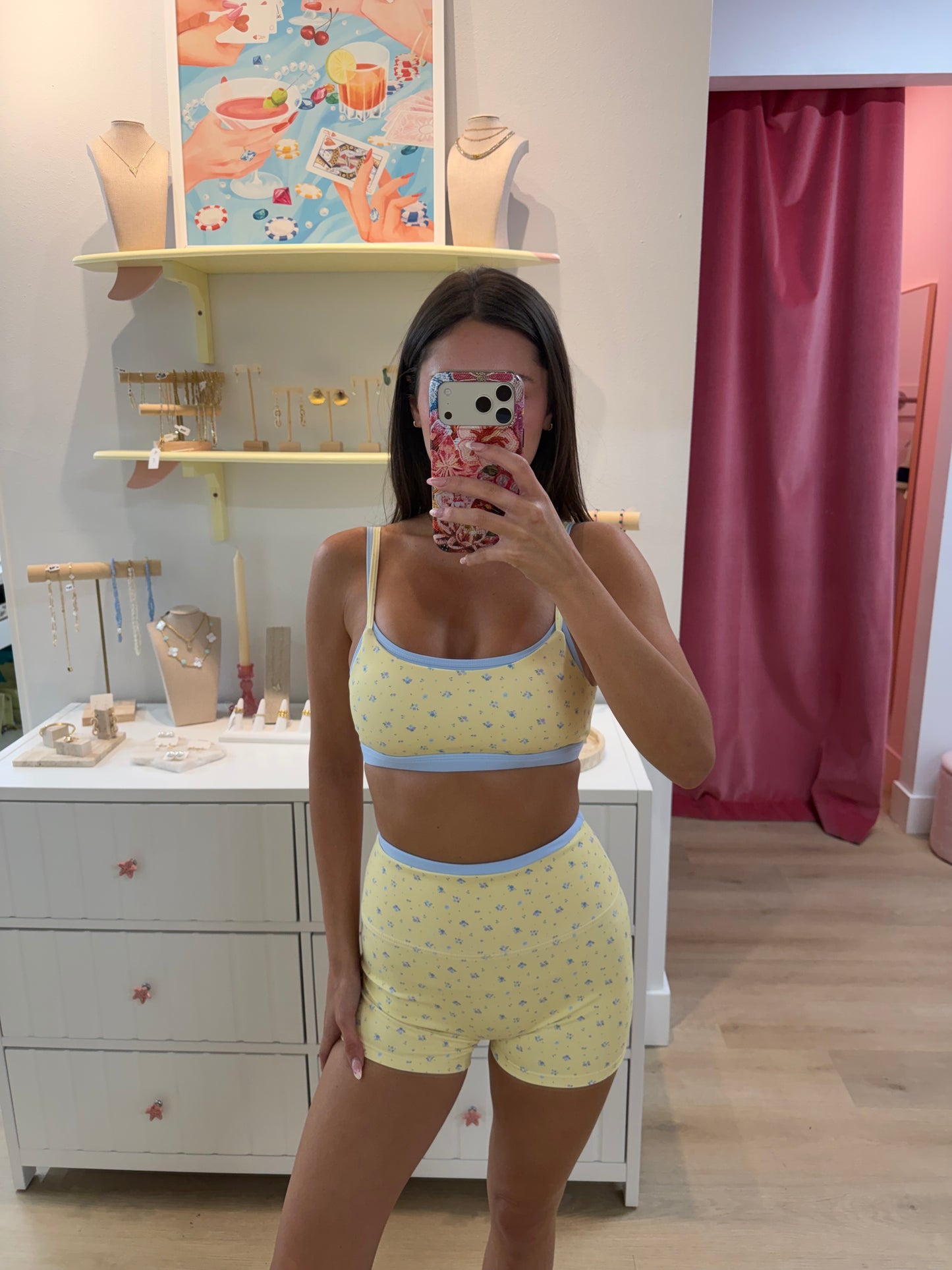 Addie Layered Active Shorts - Ditsy Floral