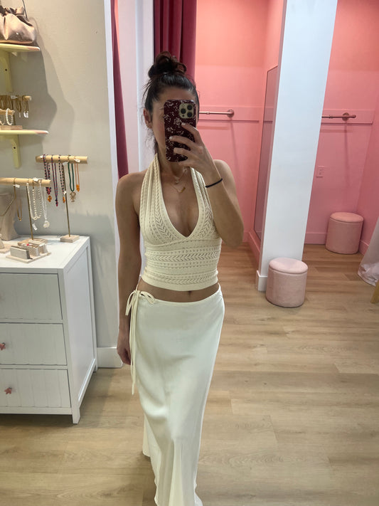 Lucia Cable Knit Halter Top - IVORY