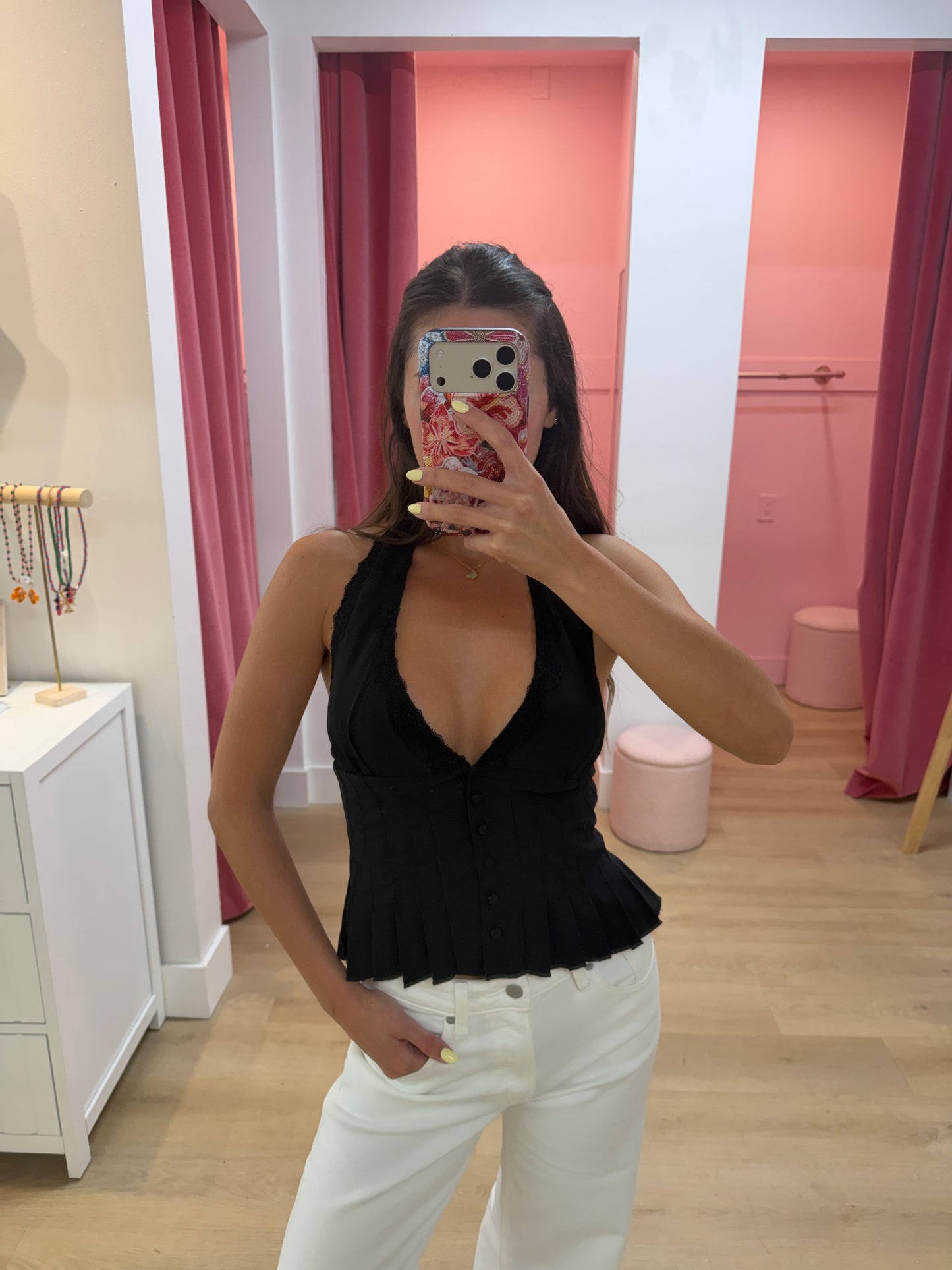Alana Chiffon Halter Top - Black