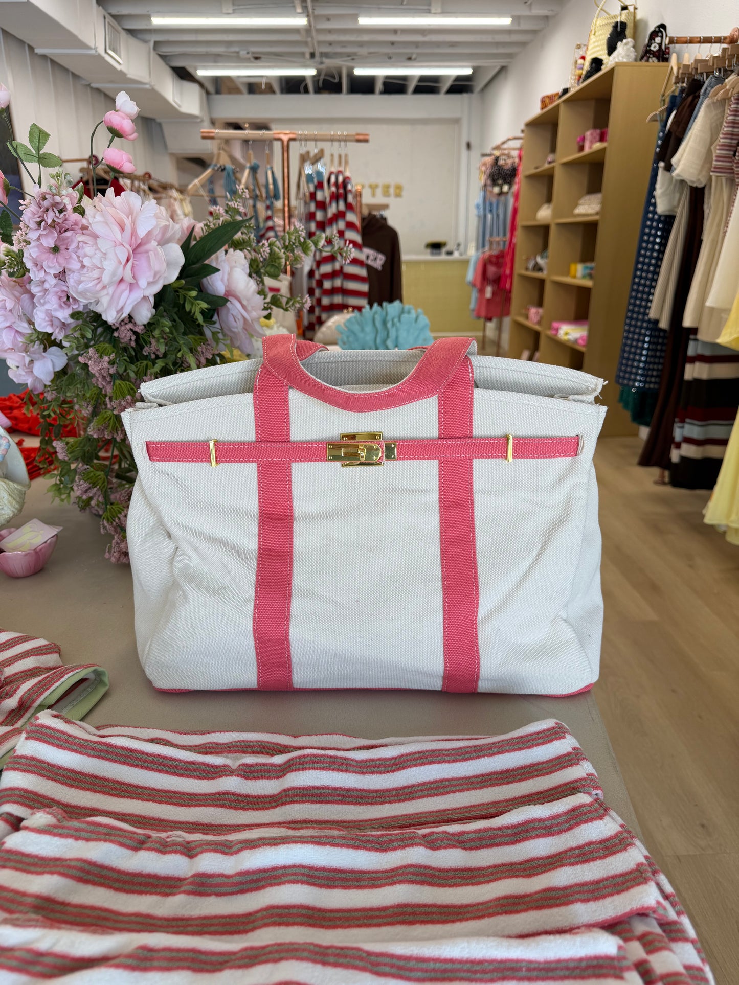 Beach Birkin - Pink / Canvas Tote