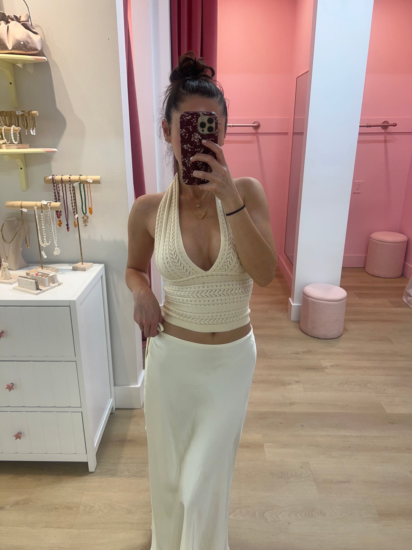 Lucia Cable Knit Halter Top - IVORY