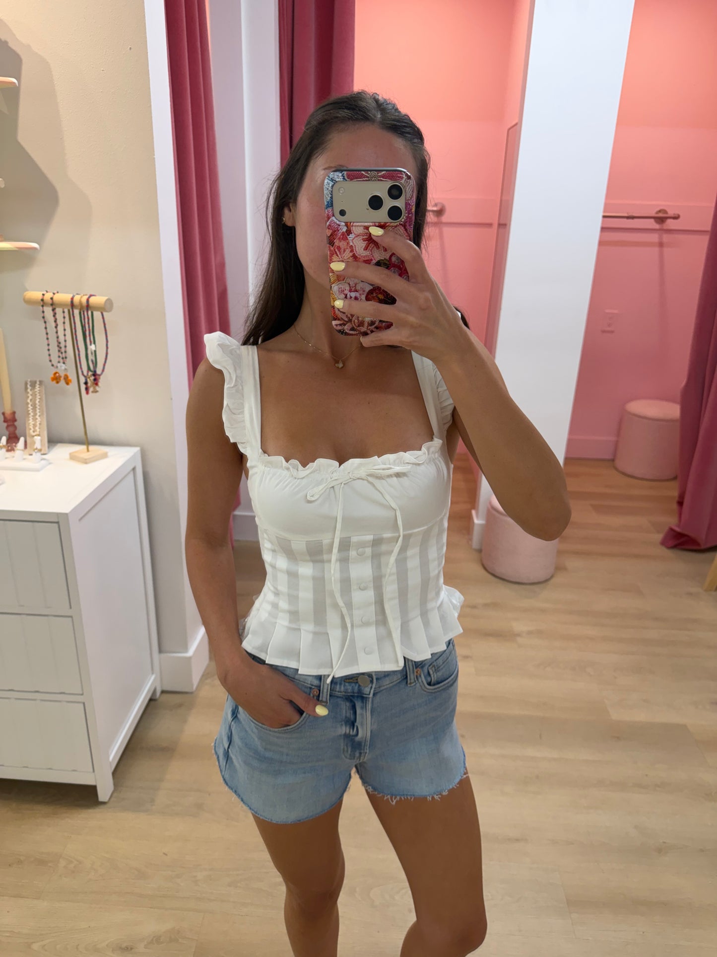 Cece Poplin Top- White