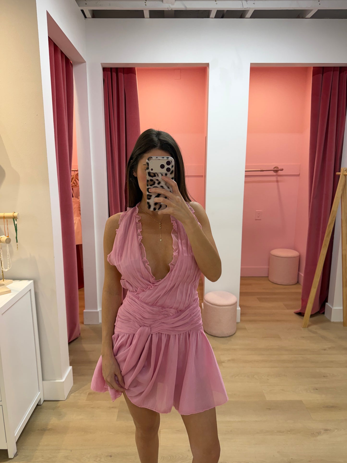 Tulip Pink Chiffon Wrap Dress